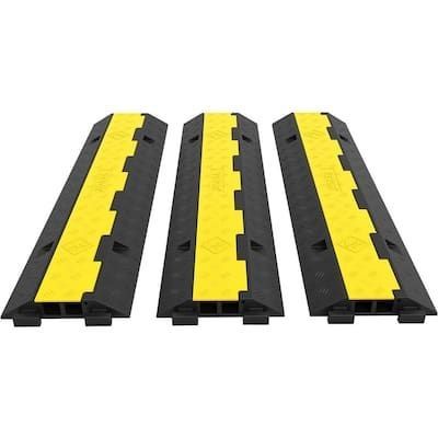 EcoExplorer Rubber Speed Hump - 2 Channel, 25000 Lbs Capacity Heavy Duty Traffic Speed Bump, Speed Bumps For Driveway Asphalt Parking Lot